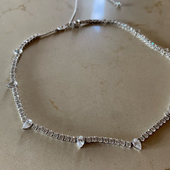 Nadri Love All Pear Cubic Zirconia Tennis Necklace silver - Picture 2 of 6